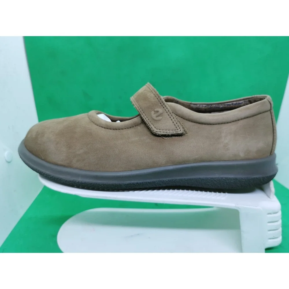 Ecco Soft Women Shoes Mary Jane Suede Brown Hook & Loop Size 40 US 9